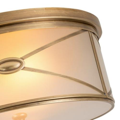 C Cattleya 2-Light Brass Flush Mount with Frosted Glass for Bedroom,Living Room