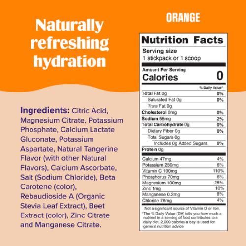 Ultima Replenisher Hydration Electrolyte Powder Drink Mix, Keto, Sugar-Free Orange, 90 Servings