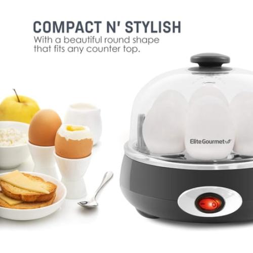 Elite Gourmet Easy Egg Cooker, Charcoal Grey