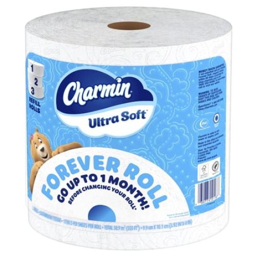 Charmin Toilet Paper Ultra Soft, Forever Roll Refill Rolls, 2-ply Bath Tissue, 3 Count