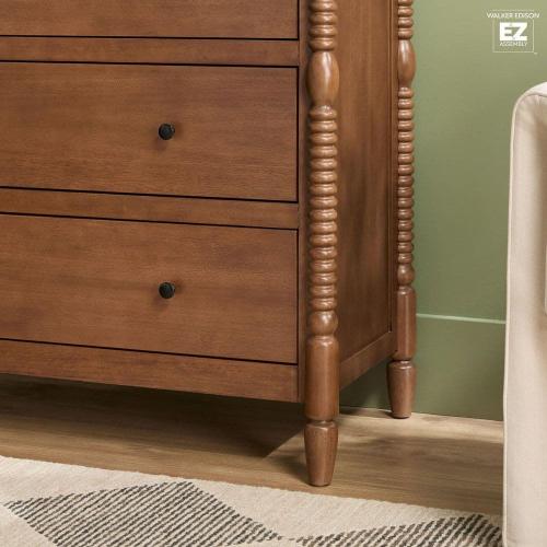 Walker Edison Furniture Company Modern Farmhouse Easy Assembly Dark Brown 5-Drawer 41.5 in. Solid Wood Spindle-Detailing Dresser