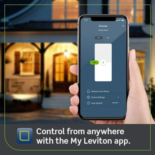 Leviton Decora Smart Dimmer Switch, Wi-Fi 2nd Gen, Neutral Wire Required, Works with Matter, My Leviton, Alexa, Google Assistant, Apple Home/Siri & Wired or Wire-Free 3-Way, D26HD-2RW, White