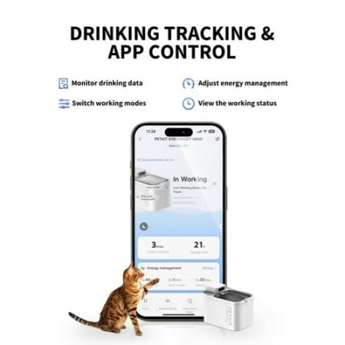 PETKIT EVERSWEET MAX Cordless Cat Water Fountain, 105 fl oz/3L Automatic Pet Water Dispenser for Cats, Dogs - Includes Replacement Filters