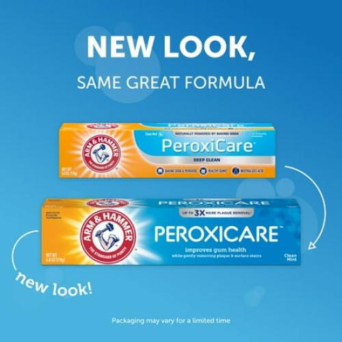 ARM & HAMMER Peroxicare Toothpaste for Gum Health, Baking Soda Toothpaste, Clean Mint, 6.0 oz (Pack of 4)