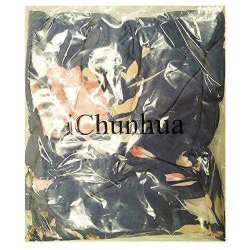 iChunhua Women's Cozy Stretch Floral Print Drawstring Palazzo Wide Leg Lounge Pants(MBlue)