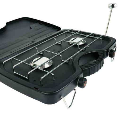 Ozark Trail 2 Burner Propane Gas Camping Stove, GCT2208WB, Black, New