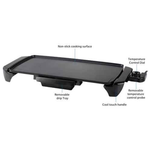 Mainstays 20” Electric Griddle - Non-Stick, Temperature Control,1500 W,Ceramic Coating NEEDS CLEANING/ MAY HAVE MISSING ACCESSORIES