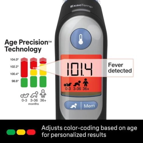 Braun ThermoScan 7 Ear Thermometer, Digital Thermometer for Adults and Children,, FSA & HSA Eligible, Black, IRT6520BUS