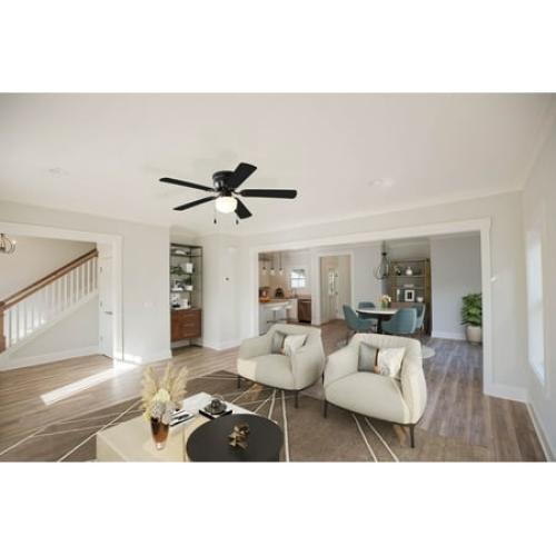 Mainstays 52 inch Hugger Indoor Ceiling Fan with Light Kit, Black, 5 Blades,, Reverse Airflow