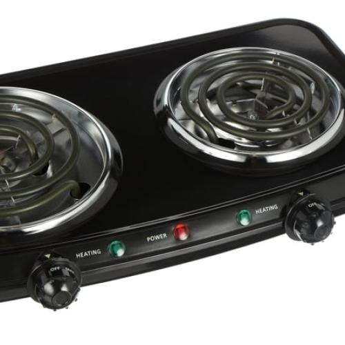 Mainstays Double Burner, 120V~ 1800W, Portable, Easy to Cook, Elegant Classic Design, 3.28 lbs