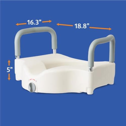 Medline Toilet Seat Riser with Arms for Seniors, Locking, Fits Most Toilets, 400 lb Weight Capacity, White