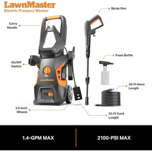 Lawn Master 2100 PSI at 1.4 GPM Electric Pressure Washer