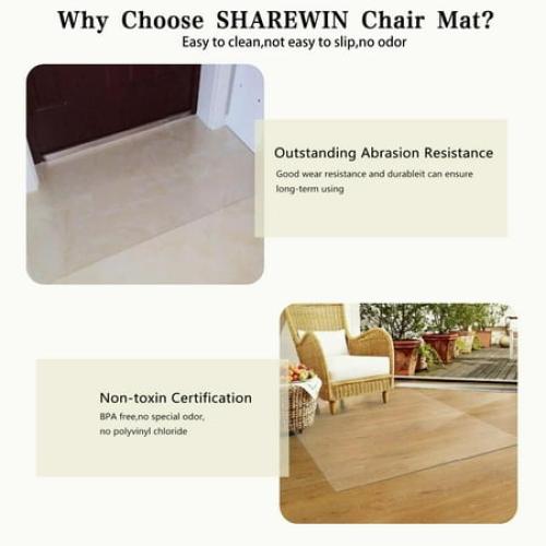 FreeLung Office Chair Mat for Hard Floors 48x36 in Clear Floor Home PVC Protector Mat