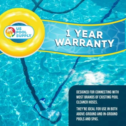 Blue & Silver, 8 Pack, 40 U.S. Pool Supply Professional 8 Piece Swimming Pool Vacuum Cleaner Hose Set, Blue & Gray - 40 Flexible Spiral Wound Connector Sections with 1.5 Male & Female Cuffs, Fits Most Automatic Pool Cleaners