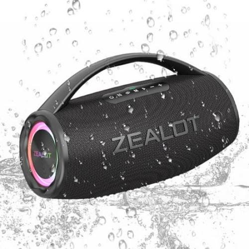Black ZEALOT S97 80W high-power wireless speaker, with a built-in 16000mAh battery and RGB lighting, is compatible with memory card /USB/UAX/TWS stereo speakers and subwoofer hands-free calls