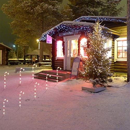 Joiedomi 12 Pack 17 Christmas Candy Cane Lights,Christmas Pathway Lights with White Lights for Indoor and Outdoor Christmas Decorations