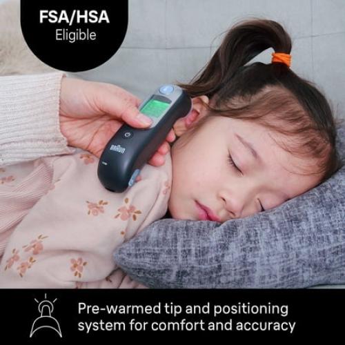 Braun ThermoScan 7 Ear Thermometer, Digital Thermometer for Adults and Children,, FSA & HSA Eligible, Black, IRT6520BUS