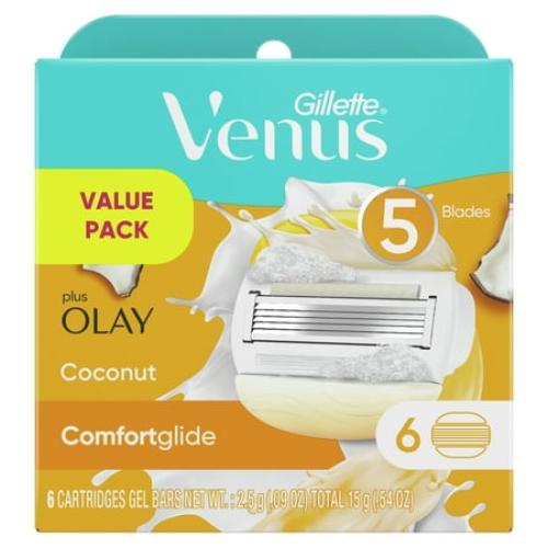 Gillette Venus Comfort Glide Olay Coconut Razor Blades Refill, 6 Ct, Female