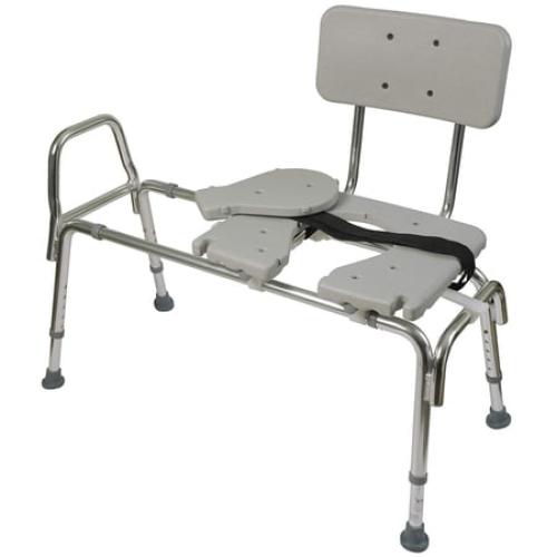 Tub Transfer Bench and Sliding Shower Chair Made of Heavy Duty Non Slip Aluminum Body and Plastic Seat with Adjustable Seat Height and Cut Out Access Holding Weight Capacity up to 400 lbs, Gray