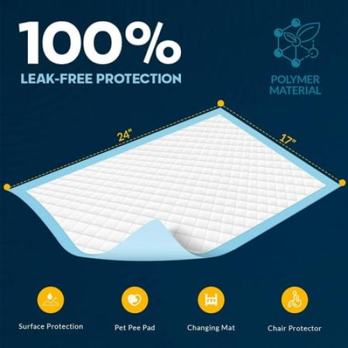 MEDPRIDE Incontinence Pads Disposable Kid, Elderly & Dog Pee Pads, 100-Pack