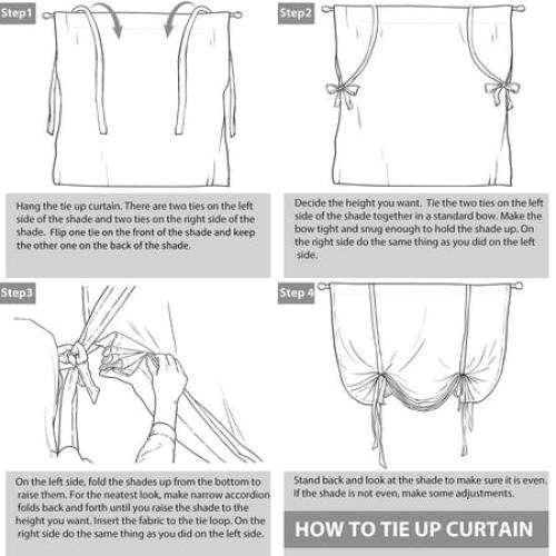 DriftAway Chris Vertical Striped Pattern Blackout Room Darkening Thermal Insulated Tie Up Adjustable Balloon Rod Pocket Curtain for Small Window, 45 x 63, Ivory Dark Blue