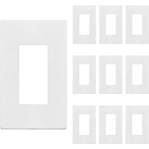 Pack of 10 Color White ENERLITES Screwless Wall Plate, Decorator Switch Covers, 1-Gang, Polycarbonate Thermoplastic, White (10 Pack)