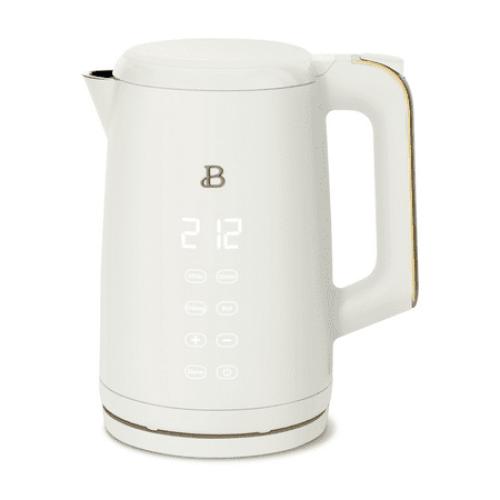 Beautiful 1.7-Liter Electric Kettle 1500 W with One-Touch Activation, White Icing by Drew Barrymore NEEDS CLEANING