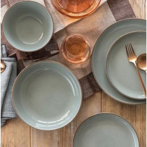 Over & Back Options 16-Piece Dinnerware Set, Sage Light Green - Service For 4
