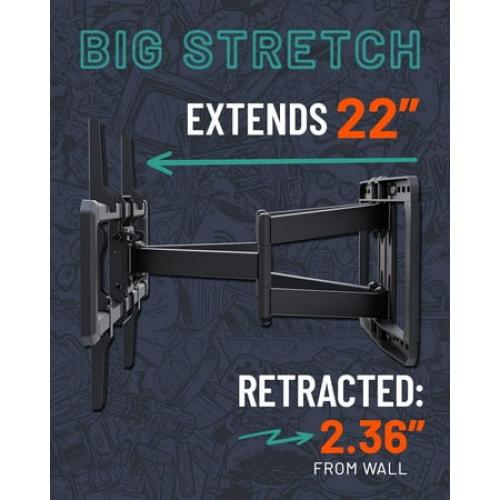 ECHOGEAR MaxMotion TV Wall Mount for 42”- 90” TVs up to 125lbs – Full Motion Tilts, Swivels, Extends