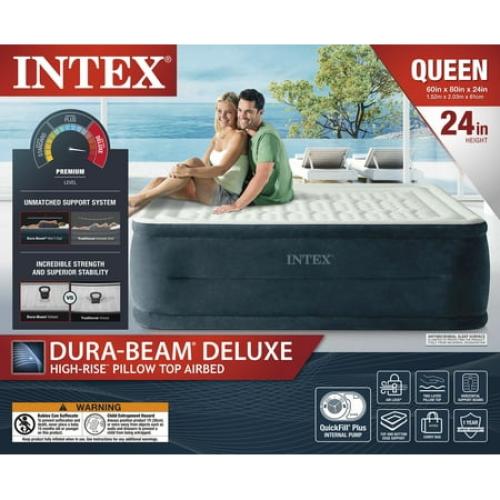Intex 24 Dream Lux Pillow Top Dura-Beam Airbed Mattress with Internal Pump - Queen