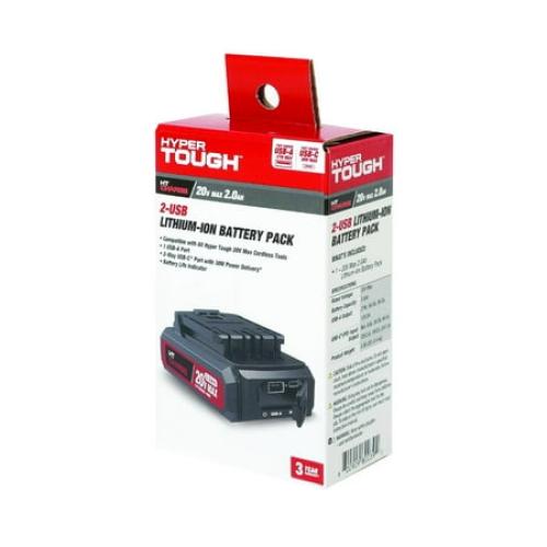 Hyper Tough 20-Volt Max Lithium-Ion 2.0Ah Battery Pack with USB-a and USB-c Ports