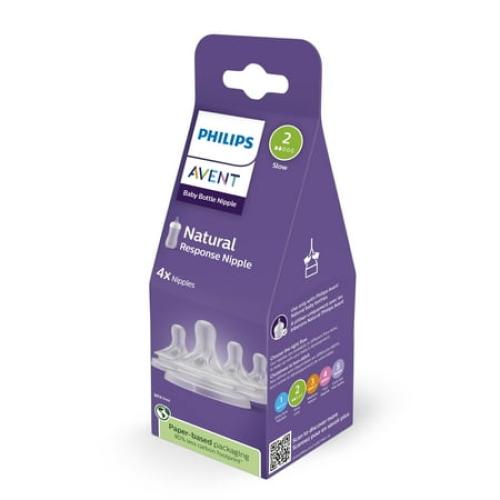 Philips Avent Natural Response Nipple, Slow Flow (Flow 2), SCY962/44
