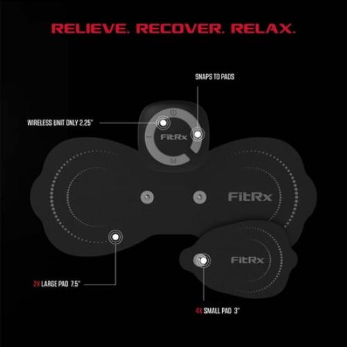 FitRx Electrode Wireless Massager - Rechargeable TENS Unit Muscle Stimulator with App Control
