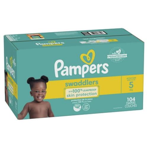 Pampers Swaddlers Soft and Absorbent Diapers, Size 5, 104 Count