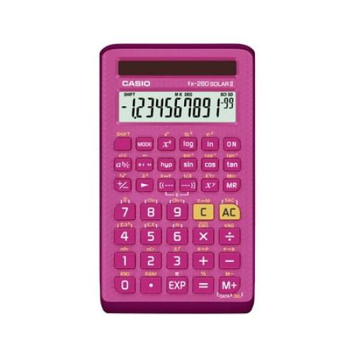 Casio FX-260 Solar II All-Purpose Scientific Calculator, 10-Digit LCD, Pink