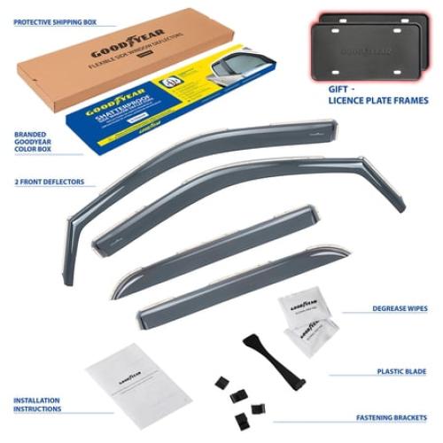 Goodyear Shatterproof in-Channel Window Deflectors for Trucks Dodge RAM 2500 3500 2019-2024 Crew Cab, Rain Guards, Window Visors for Cars, Vent Deflector, Truck Accessories, 4 pcs. - GY003404LPv