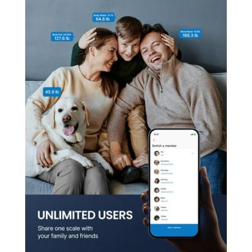 RENPHO Bluetooth Smart Body Fat Scale with App, High Precision, 13 Key Health Metrics, 440lbs, White