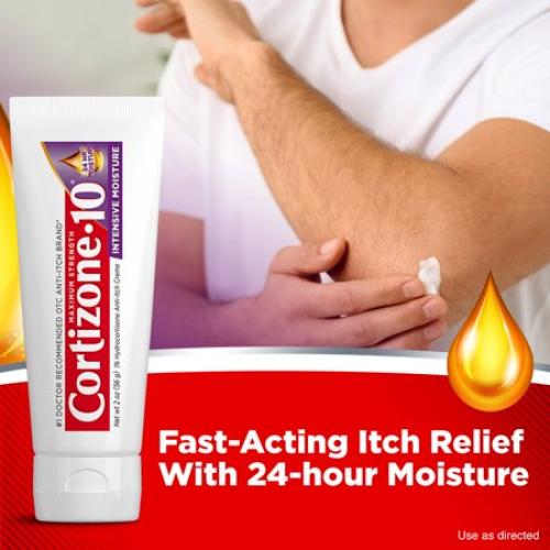 Cortizone-10 Intensive Moisture 1% Hydrocortisone Anti Itch Cream for Eczema and Bug Bite Relief, Maximum Strength, 2 oz