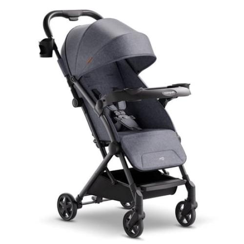 Mompush Lithe V2 Lightweight Stroller   Snack Tray, Ultra-Compact Fold & Airplane Ready Travel Stroller, Near Flat Recline Seat, Cup Holder, Raincover & Travelbag Included