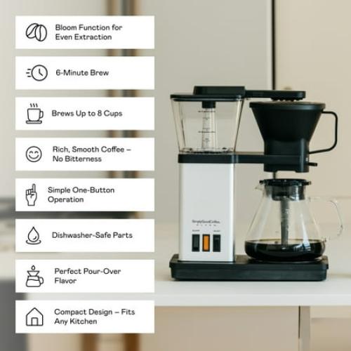 Black SimplyGoodCoffee Brewer - The best automatic drip coffee flavor possible at the flip of a switch