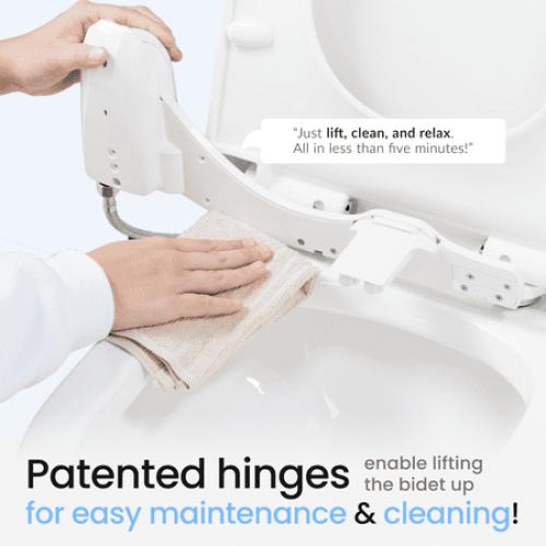 LUXE Bidet NEO 320 Plus – Warm Water Bidet Attachment, EZ-Lift Hinges, 360° Self-Clean (Chrome)