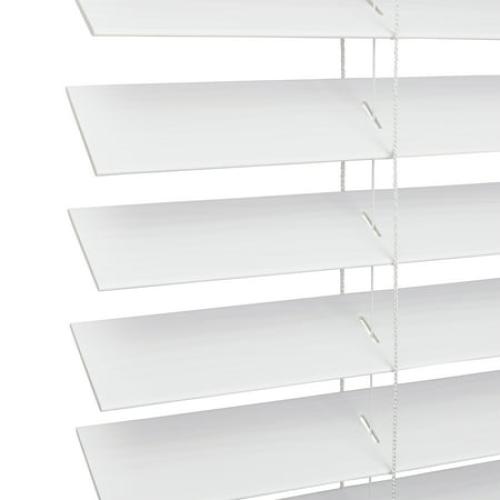 Lotus & Windoware Cordless 2 Faux Wood Room Darkening Horizontal Blind, 34 W x 60 L, Bright White, Embossed