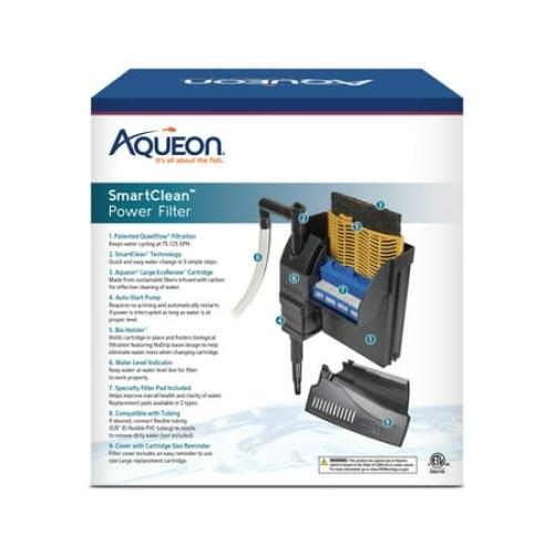 Aqueon SmartClean Power Filter with EcoRenew Filter Cartridge 20-30 Gallon