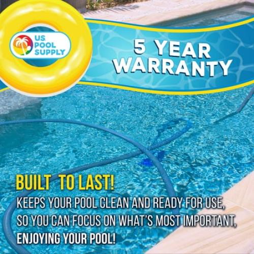 U.S. Pool Supply 1-1/2 x 50 Foot Professional Heavy Duty Spiral Wound Swimming Pool Vacuum Hose with Kink-Free Swivel Cuff, Flexible - Connect to Vacuum Heads, Skimmer, Filter Pump Inlet, Accessories