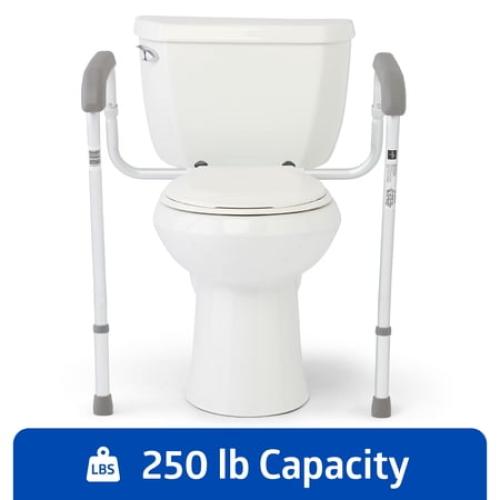 Medline Toilet Safety Rails, Adjustable Folding Toilet Frame for Elderly and Disabled, 250 lb Weight Capacity
