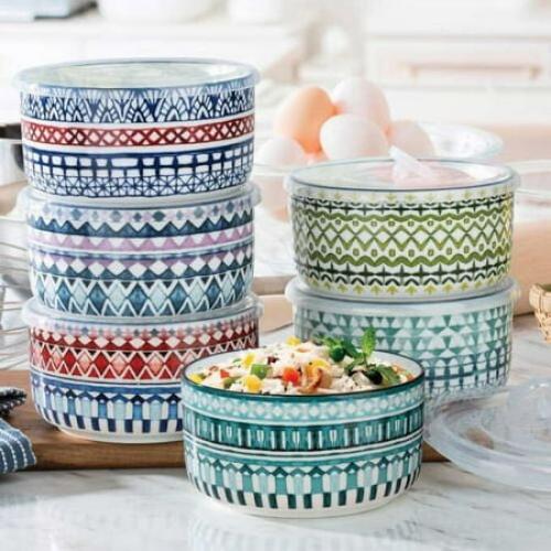Signature 6-Piece Stoneware Bowl Set with Vented Lids, Dishwasher & Microwave MISSING TWO BOWLS
