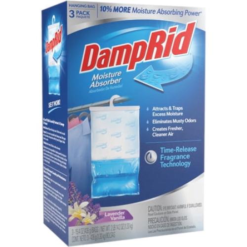 DampRid Lavender Vanilla Hanging Moisture Absorber, 16 oz., 3 Pack - Eliminates Musty Odors for Fresher, Cleaner Air, Ideal Moisture Absorbers for Closet, Blue, Small