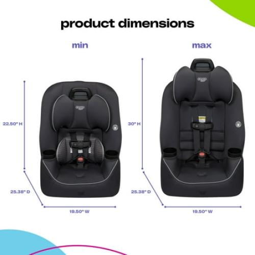 Cosco Kids Easy Elite Slim All-in-One Convertible Car Seat, Grey Glyphs
