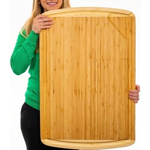 Size XXXL Greener Chef XXXL Bamboo Cutting Board -30x20 Wooden Cutting Boards for Kitchen