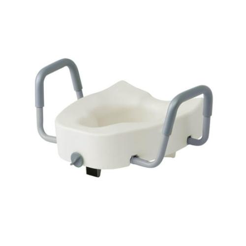 Size 5 Elongated Raised Toilet Seat, With Lock and Removable Padded Arms